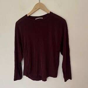 Acne Studios Red Burgundy Wine Long Sleeve Relaxed Crew Neck Jersey Top Mens L